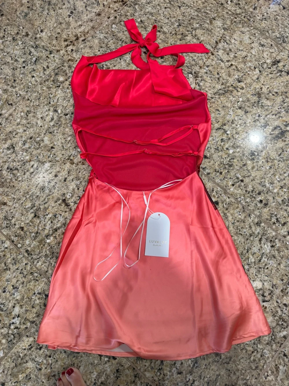 Red Floral Halter Mini Dress